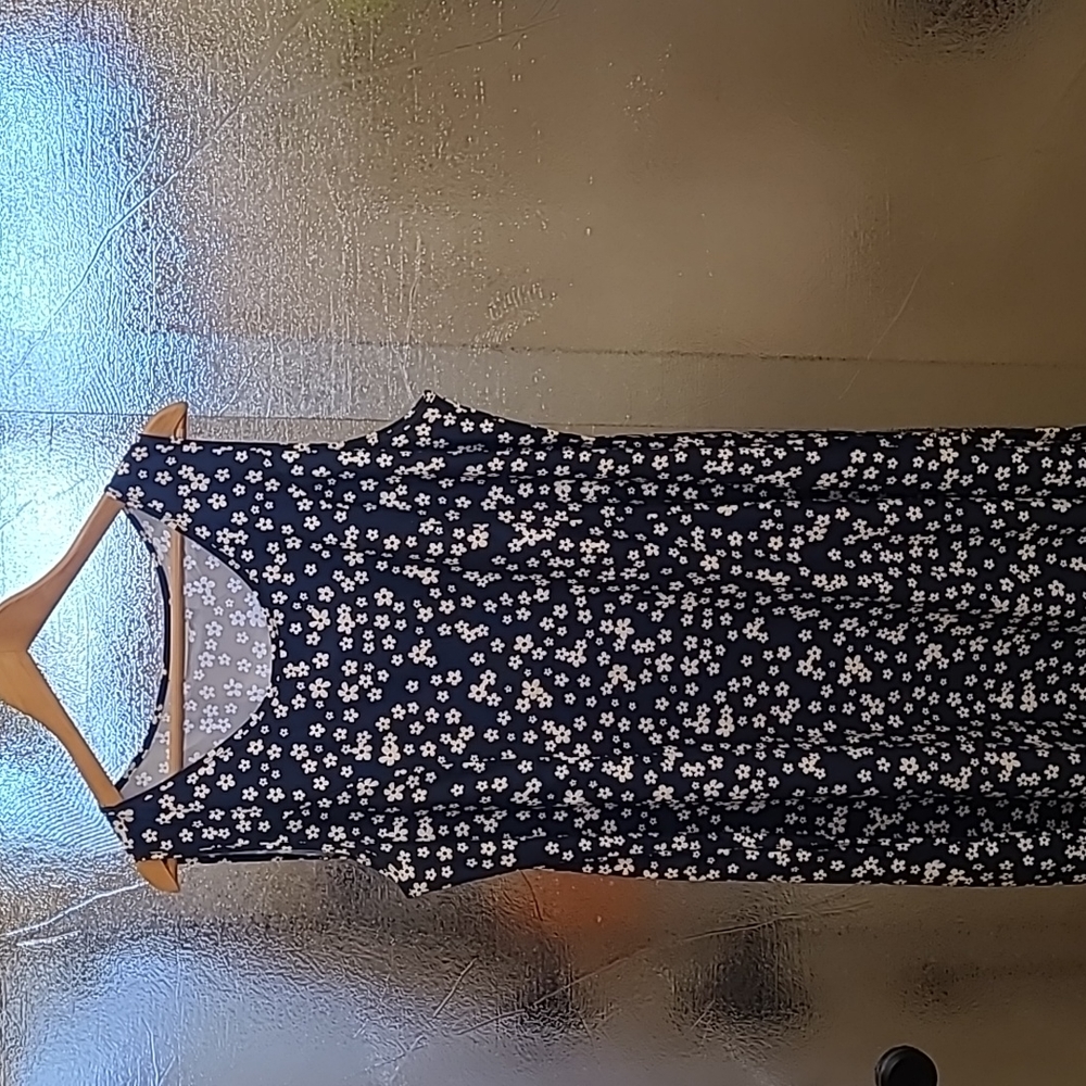 Misslook Women's A line dress,  blue with small white flowers